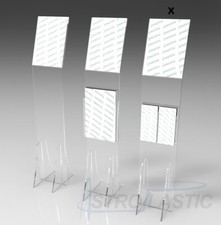 Leggio da terra pavimento in plexiglass A4 + n° 2 tasche porta depliant avvisi