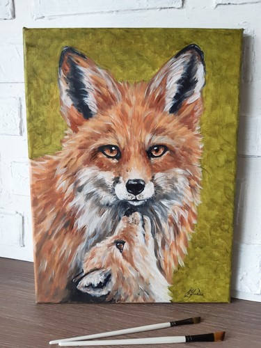 Dipinto olio volpe - volpe, kit