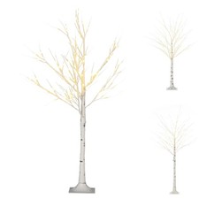 HOMCOM Albero di Natale Bianco con Luci LED e Rami