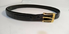 Cintura Vintage anni '80  coccodrillo nera – Taglia 36/110 – Fibbia dorata