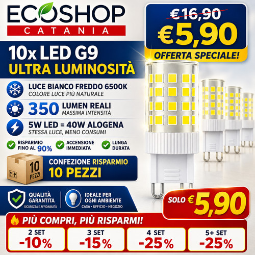 10x lampada led 5w - g9,