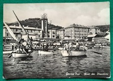 Genova Prà Antica Riva dei Pescatori Cartolina Molto Animata B/N 1952 In Barche