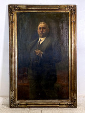 GRANDE QUADRO DIPINTO OLIO I. Karpof RITRATTO NOBILUOMO FIGURA MASCHILE CORNICE