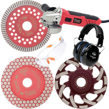 Set smerigliatrice angolare piastrelle granito cemento disco diamantato vaso abrasivo DIEWE 