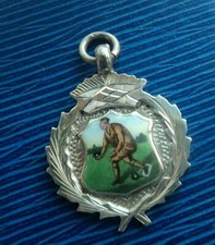 Argento Sterling E Smalto Medaglia/Portachiavi Ciondolo - Bowling/Ciotole 1938