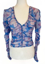 Zara Blue floral ruched Long