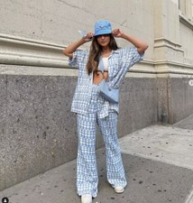 Camicia Zara blu raso stampa