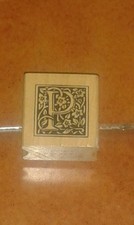 TIMBRO IN LEGNO STAMPERIA BOX TORINO LETTERA P INIZIALE 3.5 X 3.5