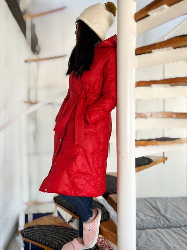 Piumino lungo donna rosso - , con