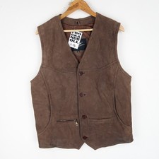 Gilet vintage in pelle marrone