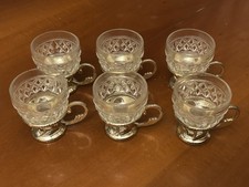 SET 6 TAZZINE DA CAFFÈ IN VETRO CON BASE RICAMATA