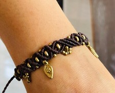 Macrame anklet with beads and