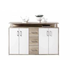 Credenza DORO in laminato con 1 ripiano aperto, 3 cassetti, 4 ante a battente