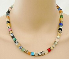 Collana collier cubo pietra gioiello gemma mix colorato multicolore oro 214nn