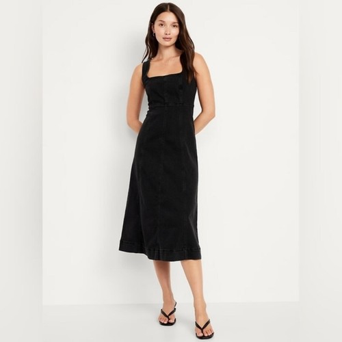 Abito midi denim senza - , maniche