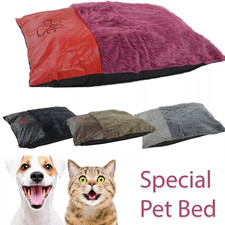 Nuovo grande/extra large pelliccia animale domestico cane cuccia pelle accento copertura cerniera con cuscino