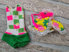 Vintage Barbie Francie bambola "Flip Hair" 1970 originale TNT vestito top e tuta