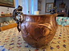 PORTAVASO IN RAME SBALZATO A