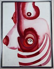 Quadro acquerello donna nudo astratto Playtex John Silverson arte originale 