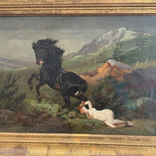 Quadro antico olio tela donna