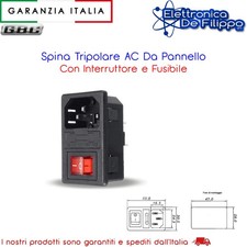 Spina Tripolare AC Da Pannello Con Interruttore e Fusibile