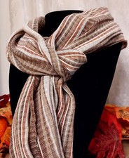 Foulard Da Uomo Marrone A Righe Mezza stagione 100% Viscosa Made In Italy 
