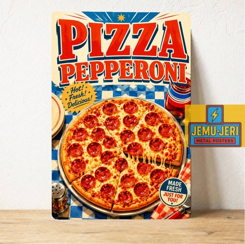 Insegna poster pizza peperoni - poster,