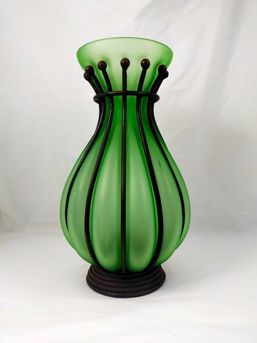 Vaso vetro bolla verde gabbia