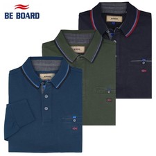 Polo uomo manica lunga 100% caldo cotone jersey con taschino BE BOARD