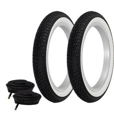 PNEUMATICI PRO+ 14" x 1,95" Nero/Bianco P-1023 con TUBI RESISTENTI 33mm Valvola Schrader