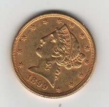 U.S.A.  5  DOLLARI ORO  "Liberty"  1899   SPL++
