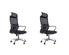  2x Sedia Ufficio Ergonomica Rete Nera Supporto Lombare Scrivania Girevole Sedia Computer