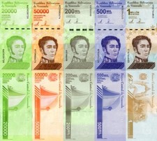 VENEZUELA - Lotto 5 banconote 20k/50k/200k/500k/1.000.000 Bolivares FDS - UNC