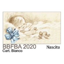 100 PZ Bigliettini bigliettino bomboniera NASCITA BAMBINO CELESTE con co 08IQ