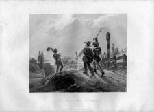 Stampa antica LA SCUOLA E' FINITA! viva le vacanze 1852 Old Print Engraving