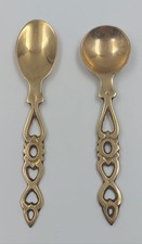 Set di 2 Cucchiai Lovespoon Ottone/cucchiai d'amore Gallesi 