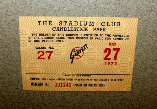 Biglietto giants 05 1973 - giants, 27/05/1973