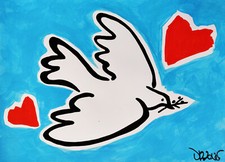 Dr. LOVE PABLO PICASSO dove colomba Mirò Haring Banksy Schifano Rotella Matisse
