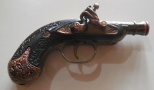 VINTAGE ACCENDINO PISTOLA METALLO STILE PIETRA FOCAIA VIKING non funziona
