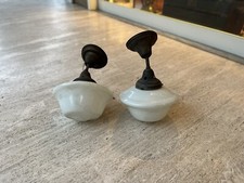 Coppia Lampadari In Vetro Opalino Inizio ‘900