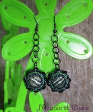 Bigiotteria artigianale / idea regalo ORECCHINI con GIADA VERDE e perline Miyuki