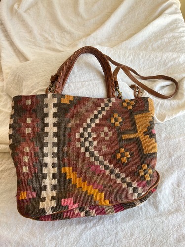 Kilim lana bordo pelle - in,