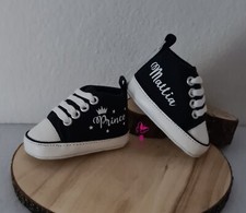 Scarpine bebè blu in tela