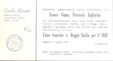Biglietto Concerto Tenore Ferruccio Tagliavini (Reggio Emilia) 1958