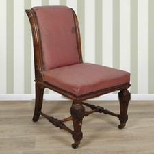 Antica sedia imbottita poltrona poltroncina in legno epoca 800 Inglese da studio