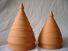 N. 02 SCATOLE ALBERO DI NATALE COTTO ROSSO FATTE A MANO - DECORAZIONE- DECOUPAGE