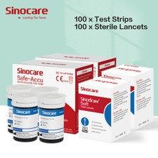 Sinocare Safe ACCU kit per il test della glicemia 100 strisce e lancette