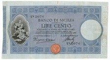100 LIRE BANCO DI SICILIA BIGLIETTO AL PORTATORE REGNO UMBERTO I 30/12/1896 MB+
