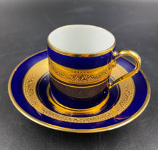 TAZZA TAZZINA DA Caffè MOKA PORCELLANA LIMOGES LEGLE LITRON COBALT ORO