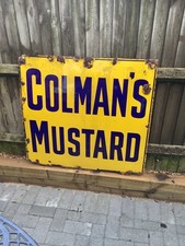 Vintage Enamled Metal sign Colemans Mustard Over 3ft Sq